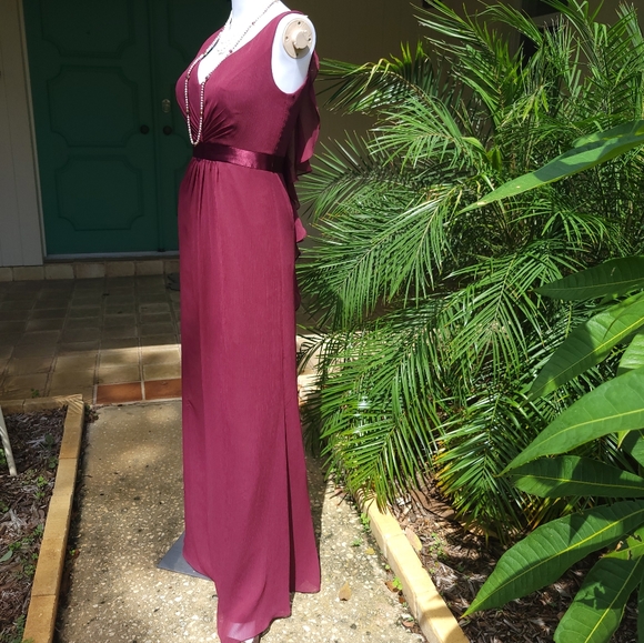 David's Bridal Red Wine Formal Long Gown Size 2 - Picture 14 of 16